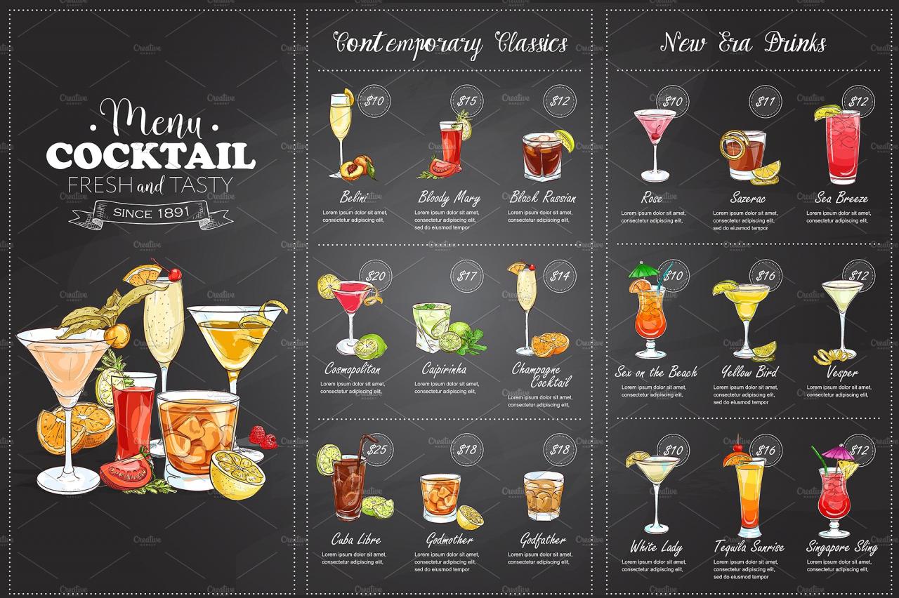 Principle food and drink menu