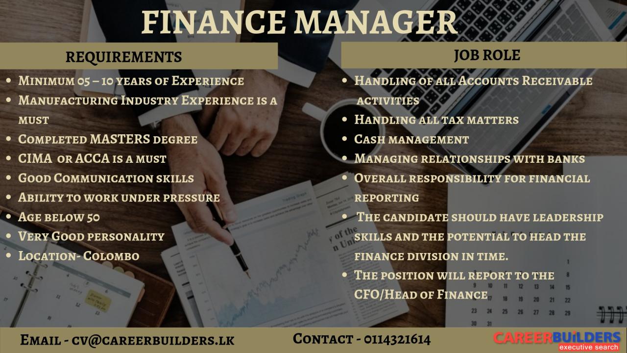 Finance manager vacancy