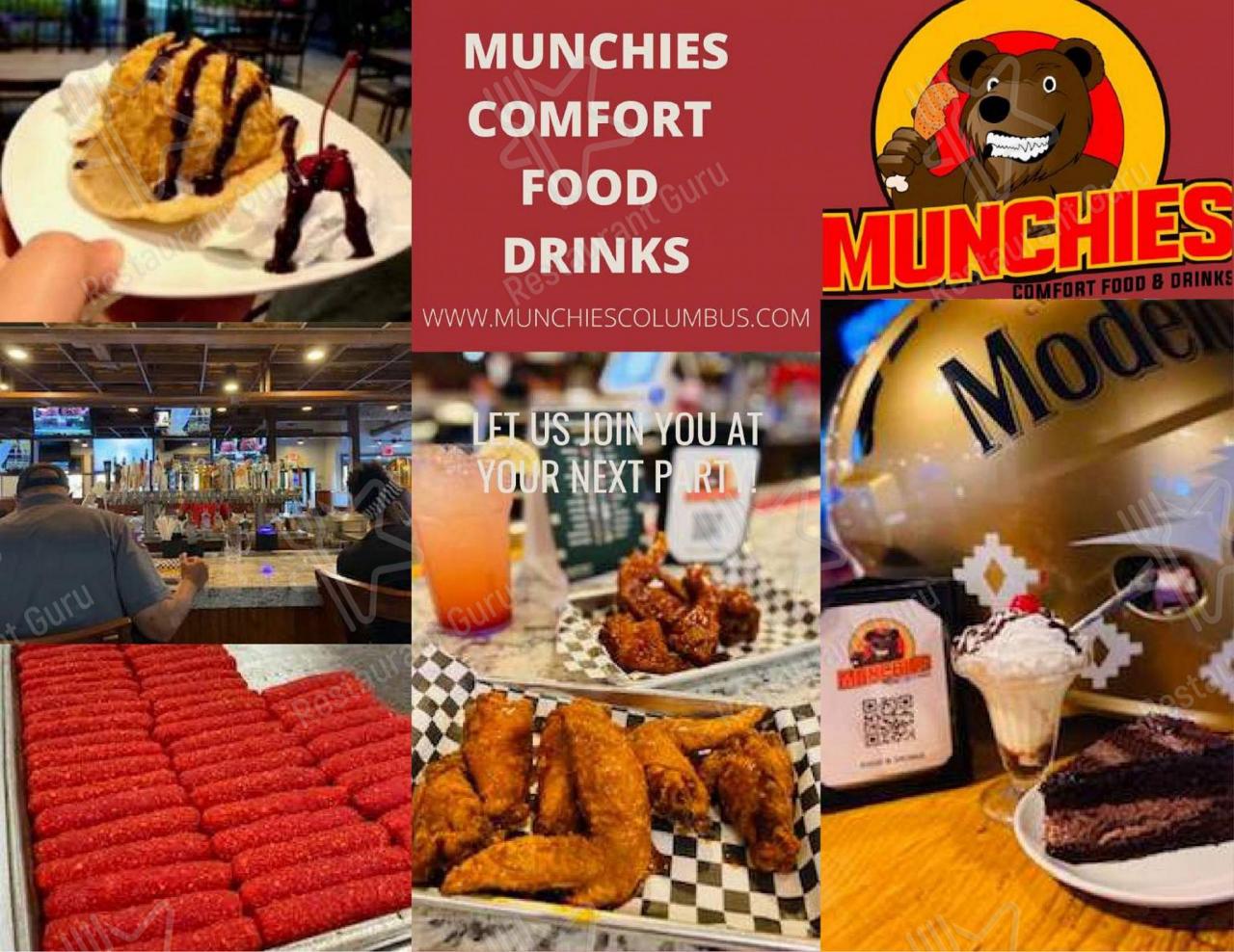 Munchies comfort food and drinks menu