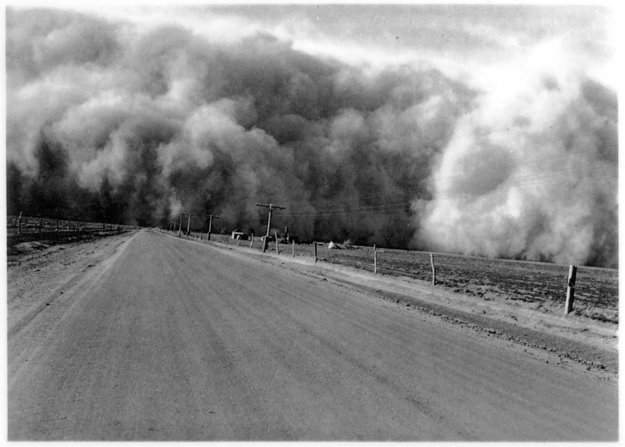 Dust bowl drought cloud 1935 wyoming npr lessons soaked city gigantic boise okla engulfs ranch farm iowa dry run